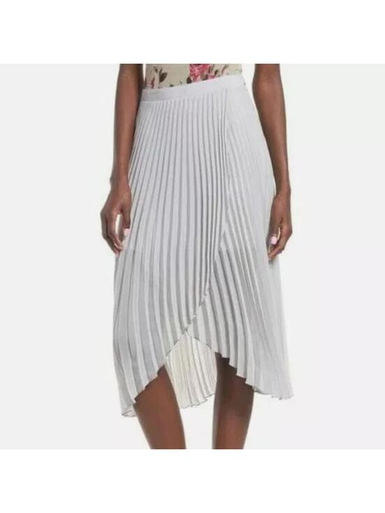 Leith Dresses & Skirts - Leith Gray Pleated Asymmetrical Midi Skirt Size S NWT